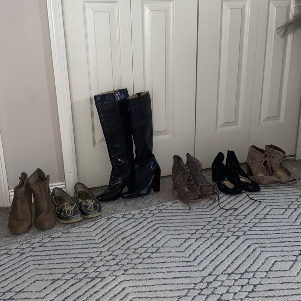 Set of 6 Shoes (Booties/Slides/Boots/Sandal Wedges) - Vince Camuto/Sperry/EA/JC